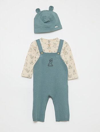 Set body + gebreide tuinbroek + muts 'Disney' - 3-delig