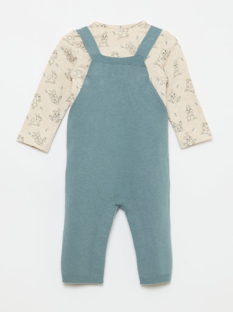 Set body + gebreide tuinbroek + muts 'Disney' - 3-delig Blauw - Kiabi