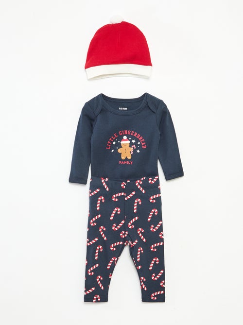 Set body + legging + bonnet Noël en coton - Kiabi