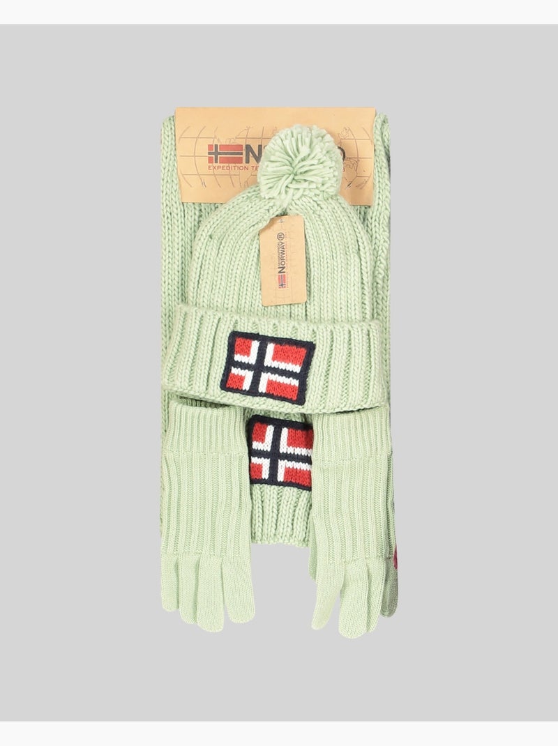 Set bonnet, écharpe et gants wamilla xamilla zamilla – geographical norway Vert pastel - Kiabi