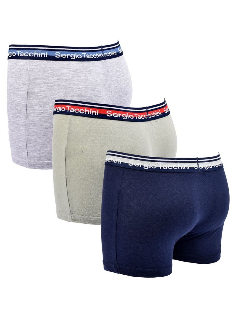 Set Boxershorts Kinderen SERGIO TACCHINI (Set van 3) Blauw Groen Grijs - Kiabi