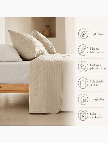 Set couvre-lit uni matelassé avec taie d’oreiller