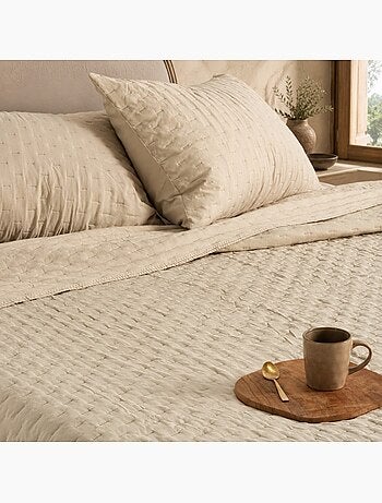 Set couvre-lit uni matelassé avec taie d’oreiller