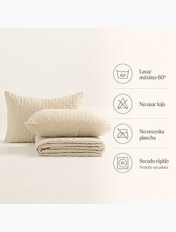 Set couvre-lit uni matelassé avec taie d’oreiller
