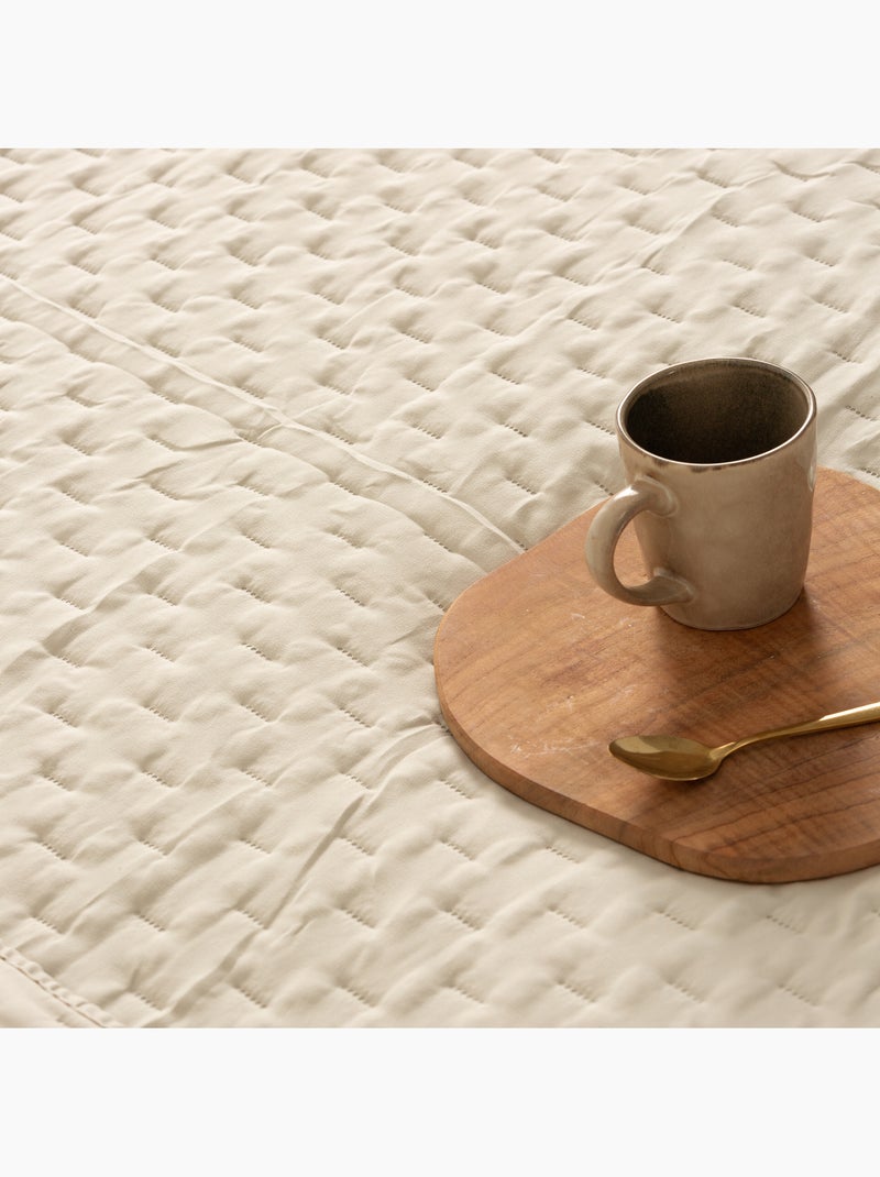 Set couvre-lit uni matelassé avec taie d’oreiller Beige - Kiabi