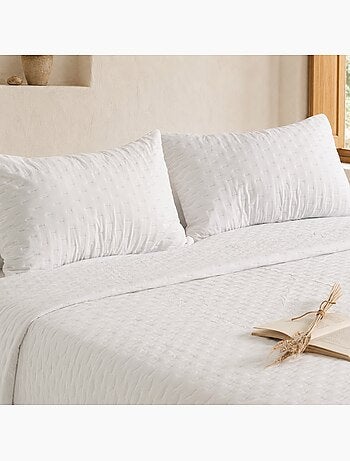 Set couvre-lit uni matelassé avec taie d’oreiller