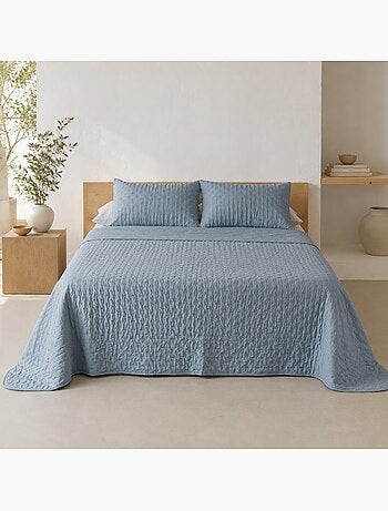 Set couvre-lit uni matelassé avec taie d’oreiller