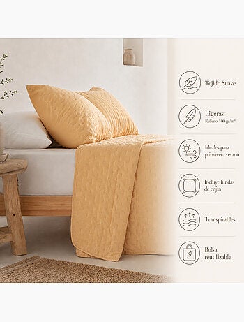 Set couvre-lit uni matelassé avec taie d’oreiller