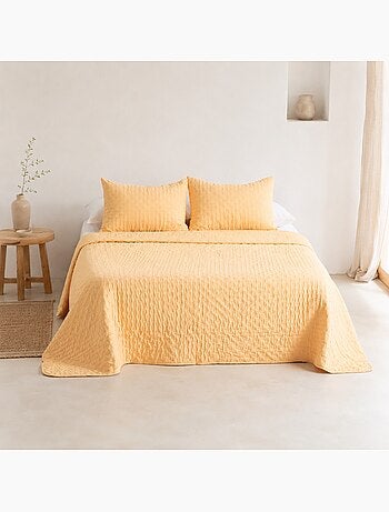 Set couvre-lit uni matelassé avec taie d’oreiller
