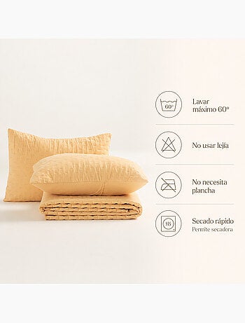 Set couvre-lit uni matelassé avec taie d’oreiller