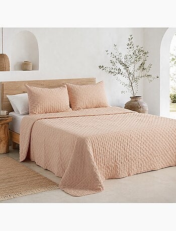Set couvre-lit uni matelassé avec taie d’oreiller