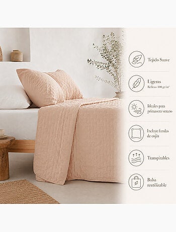 Set couvre-lit uni matelassé avec taie d’oreiller