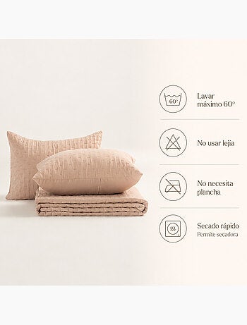 Set couvre-lit uni matelassé avec taie d’oreiller