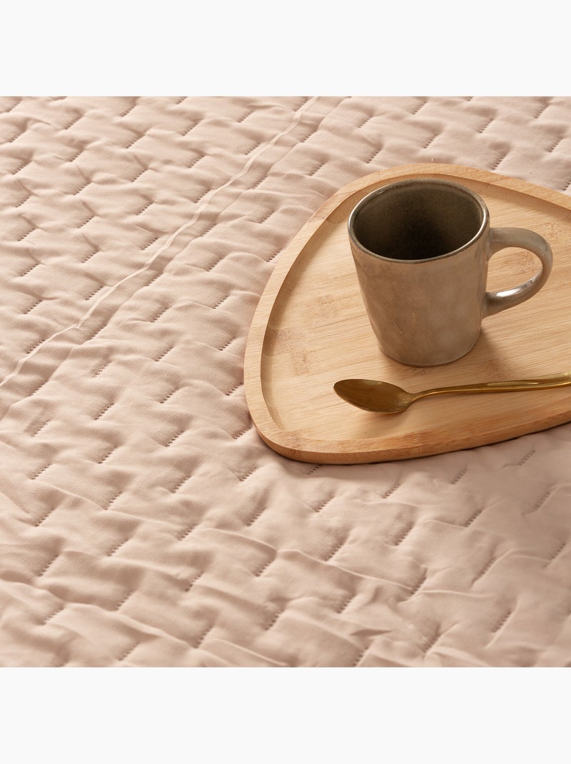 Set couvre-lit uni matelassé avec taie d’oreiller Taupe - Kiabi