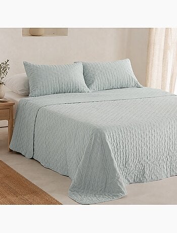 Set couvre-lit uni matelassé avec taie d’oreiller