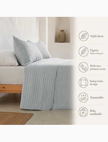 Set couvre-lit uni matelassé avec taie d’oreiller