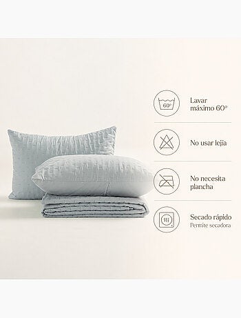 Set couvre-lit uni matelassé avec taie d’oreiller