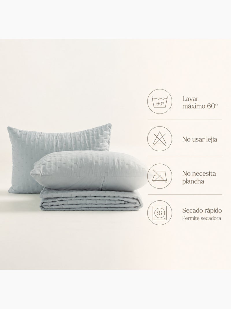 Set couvre-lit uni matelassé avec taie d’oreiller Vert d'eau - Kiabi