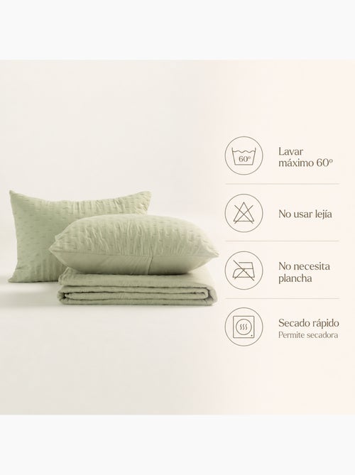 Set couvre-lit uni matelassé avec taie d’oreiller - Kiabi