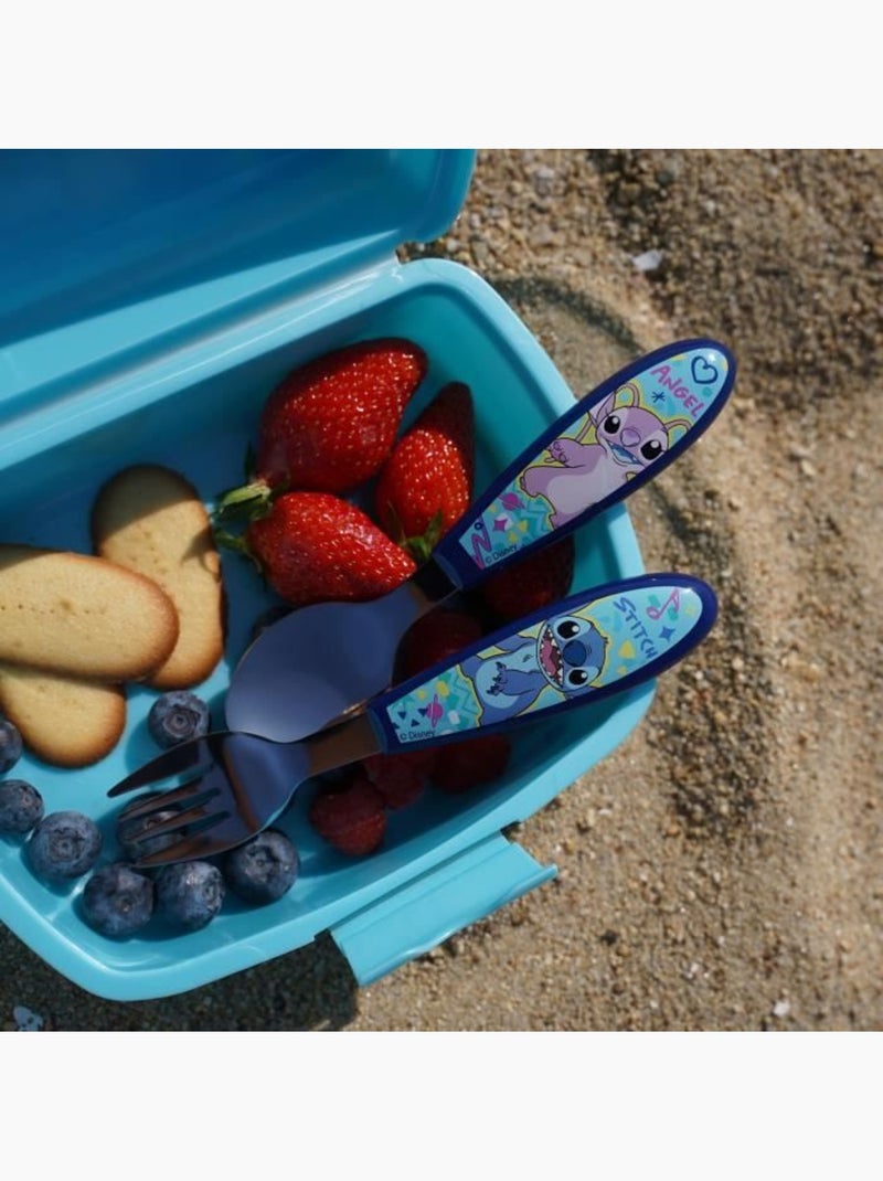 Set de 2 couverts - thermobaby - lilo & stitch - fourchette + cuillère - inox Bleu - Kiabi