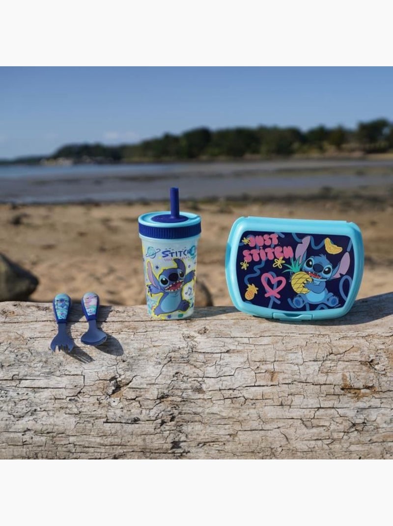 Set de 2 couverts - thermobaby - lilo & stitch - fourchette + cuillère - inox Bleu - Kiabi