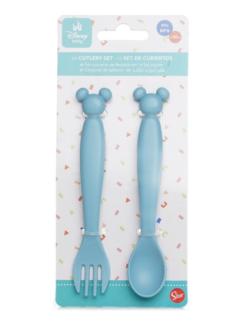 Set de 2 couverts silhouette mickey collector Bleu - Kiabi