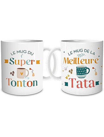 Set de 2 mugs duo en céramique brillante à paillettes 320 ml