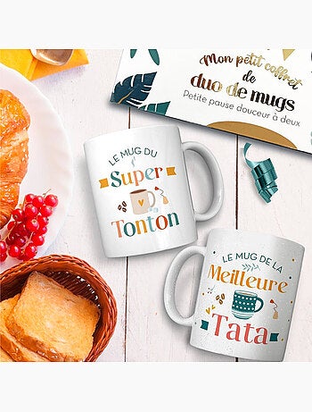 Set de 2 mugs duo en céramique brillante à paillettes 320 ml