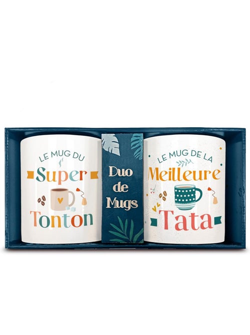 Set de 2 mugs duo en céramique brillante à paillettes 320 ml - Kiabi Set de 2 mugs duo en céramique brillante à paillettes 320 ml - Kiabi