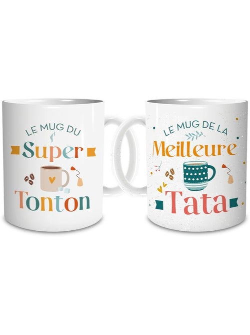 Set de 2 mugs duo en céramique brillante à paillettes 320 ml - Kiabi Set de 2 mugs duo en céramique brillante à paillettes 320 ml - Kiabi