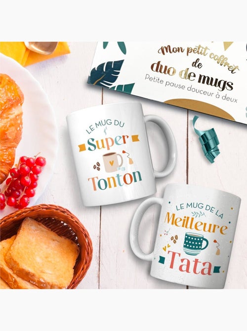 Set de 2 mugs duo en céramique brillante à paillettes 320 ml - Kiabi Set de 2 mugs duo en céramique brillante à paillettes 320 ml - Kiabi