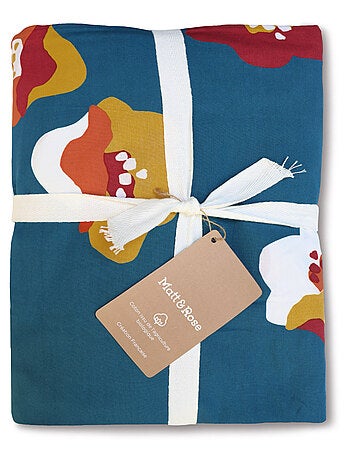 Set de 2 taies d'oreiller imprimées en percale de coton bio, narcisse