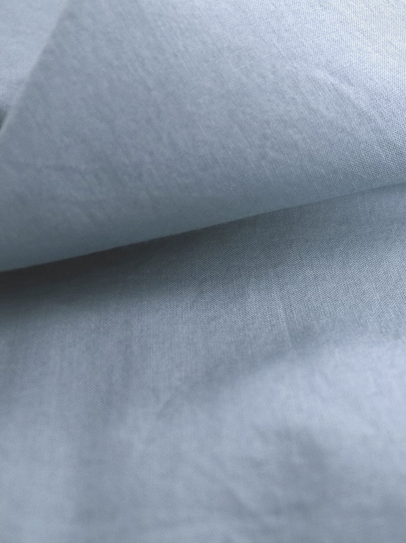 Set de 2 taies d'oreiller unies à franges, coton lavé Bleu clair - Kiabi