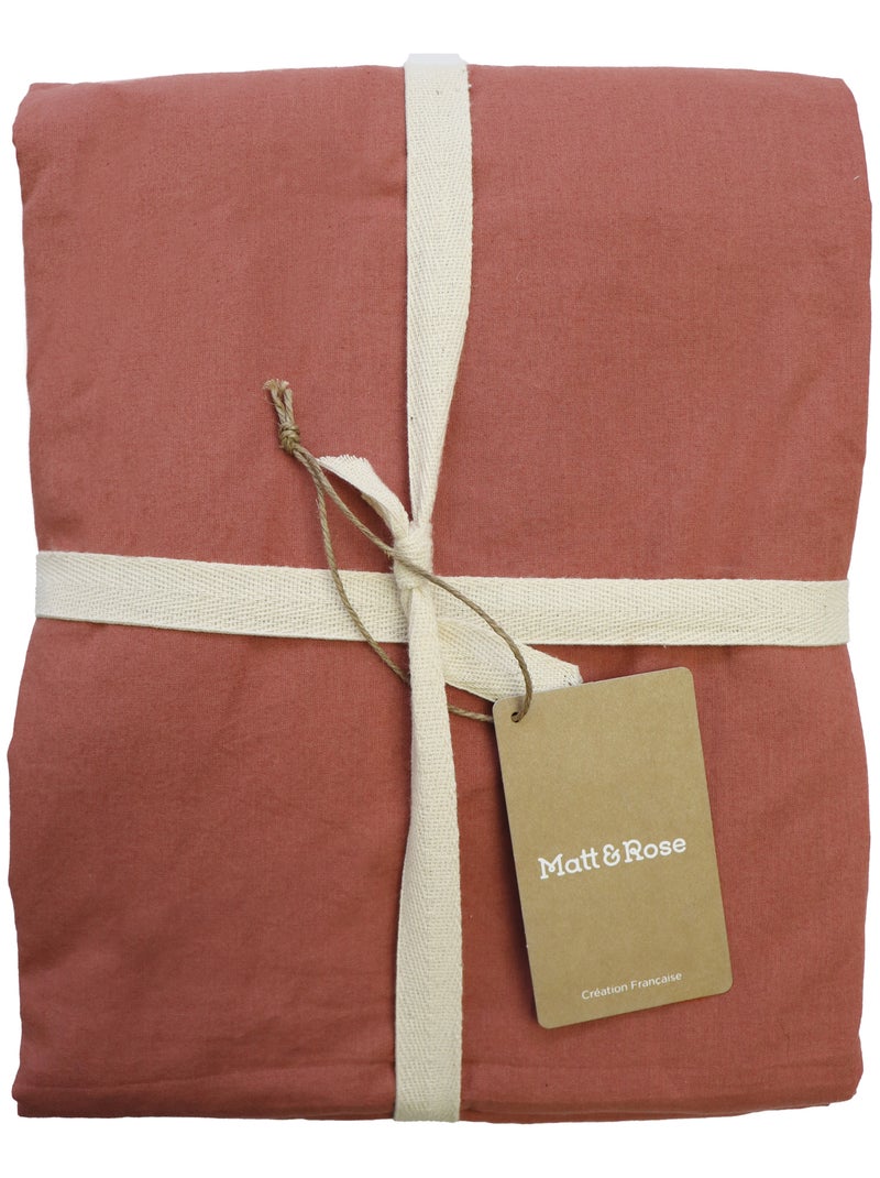 Set de 2 taies d'oreiller unies à franges, coton lavé Terracotta - Kiabi