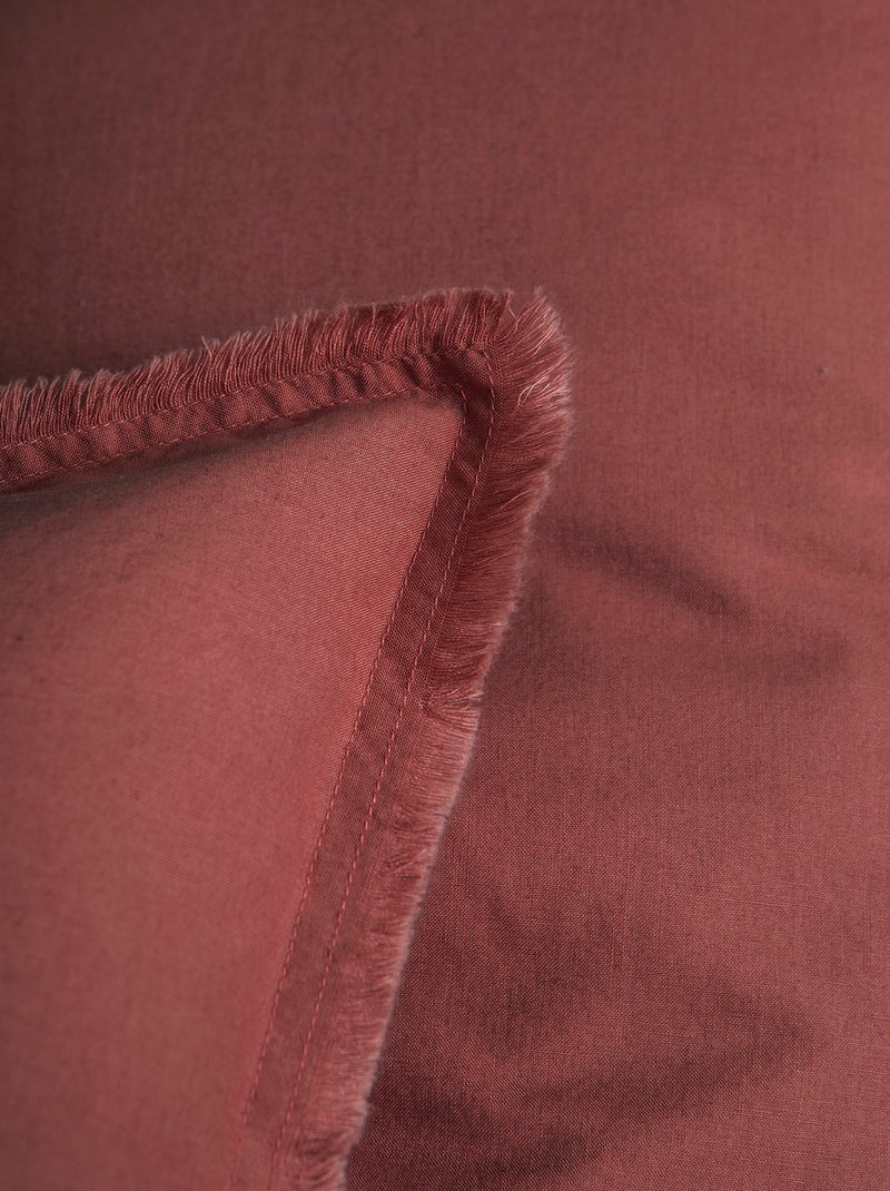 Set de 2 taies d'oreiller unies à franges, coton lavé Violet - Kiabi