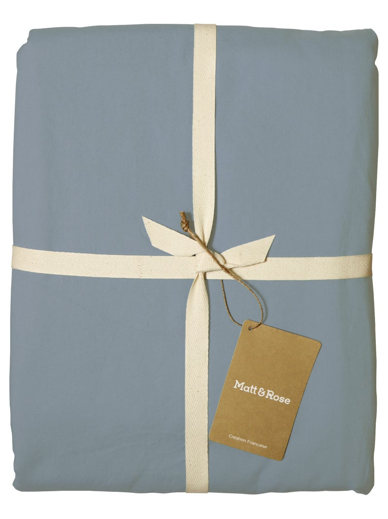 Set de 2 taies d'oreiller unies à volant, coton lavé Bleu clair - Kiabi