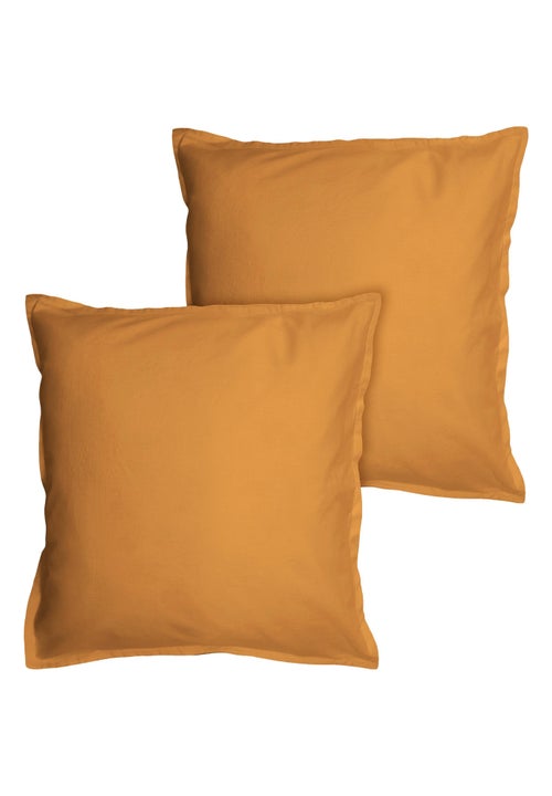 Set de 2 taies d'oreiller unies à volant, coton lavé - Kiabi Set de 2 taies d'oreiller unies à volant, coton lavé - Kiabi