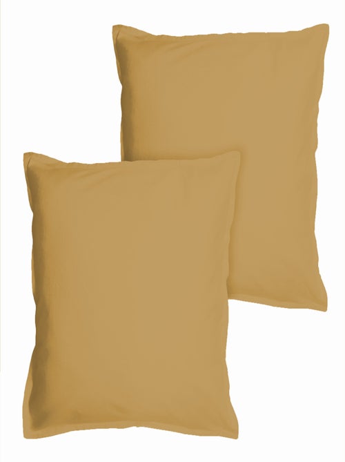 Set de 2 taies d'oreiller unies à volant, coton lavé - Kiabi Set de 2 taies d'oreiller unies à volant, coton lavé - Kiabi