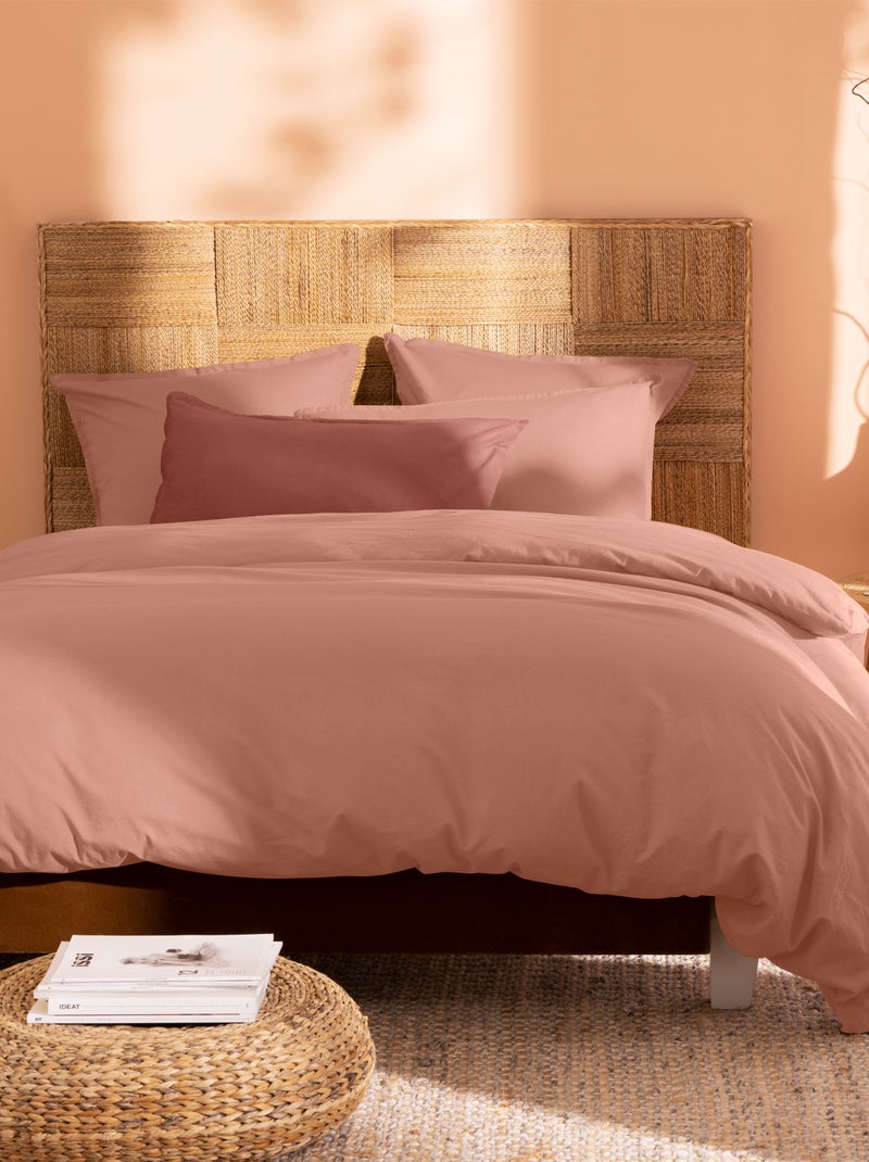 Set de 2 taies d'oreiller unies à volant, coton lavé Nude - Kiabi