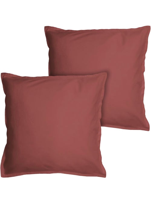 Set de 2 taies d'oreiller unies à volant, coton lavé - Kiabi Set de 2 taies d'oreiller unies à volant, coton lavé - Kiabi