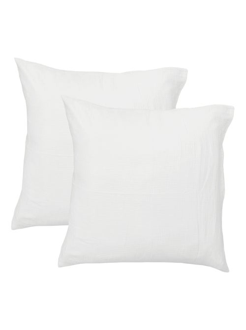 Set de 2 taies d'oreiller unies en coton, gaze de coton - Kiabi Set de 2 taies d'oreiller unies en coton, gaze de coton - Kiabi