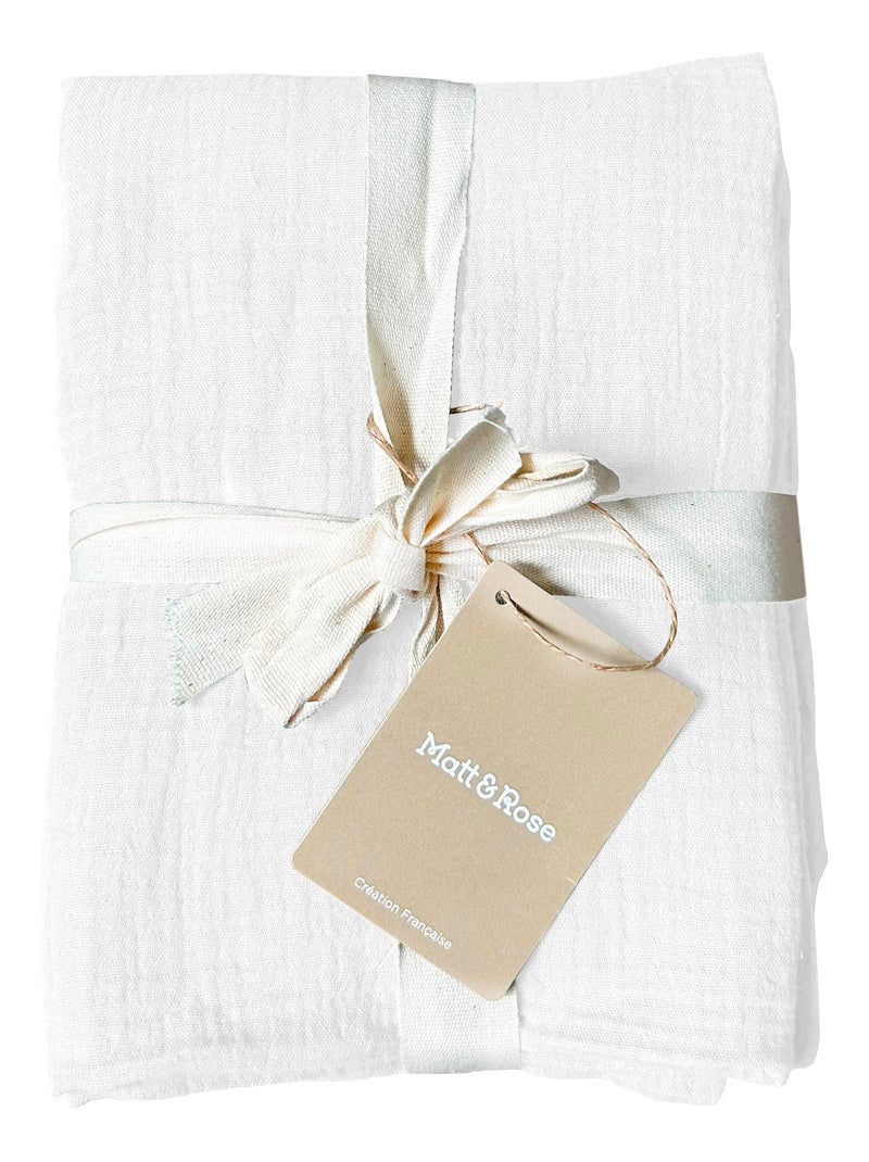 Set de 2 taies d'oreiller unies en coton, gaze de coton Blanc - Kiabi