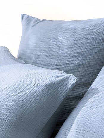 Set de 2 taies d'oreiller unies en coton, gaze de coton