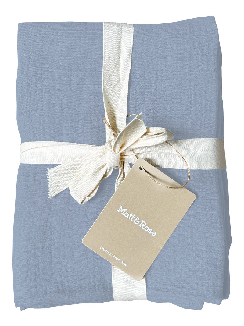 Set de 2 taies d'oreiller unies en coton, gaze de coton Bleu clair - Kiabi