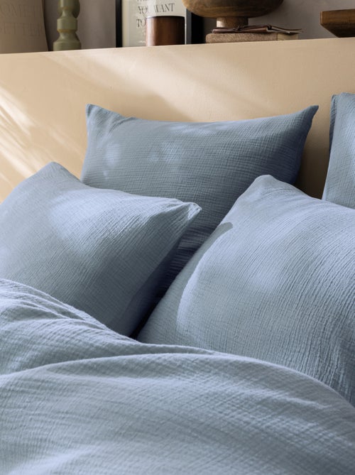 Set de 2 taies d'oreiller unies en coton, gaze de coton - Kiabi Set de 2 taies d'oreiller unies en coton, gaze de coton - Kiabi