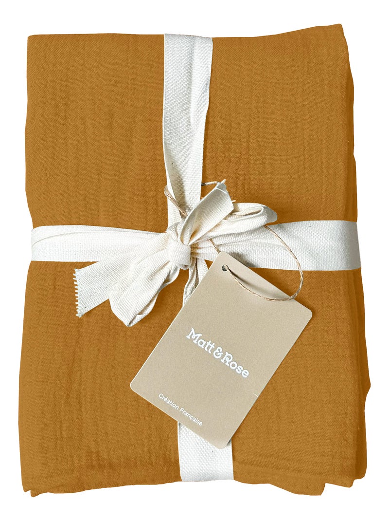 Set de 2 taies d'oreiller unies en coton, gaze de coton Marron caramel - Kiabi