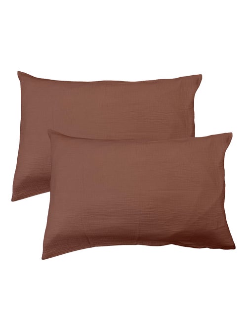 Set de 2 taies d'oreiller unies en coton, gaze de coton - Kiabi Set de 2 taies d'oreiller unies en coton, gaze de coton - Kiabi