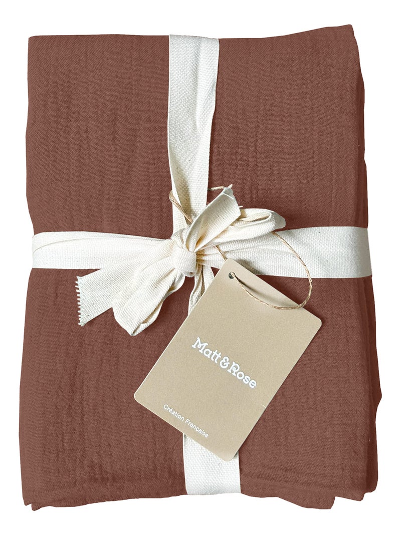 Set de 2 taies d'oreiller unies en coton, gaze de coton Marron chocolat - Kiabi