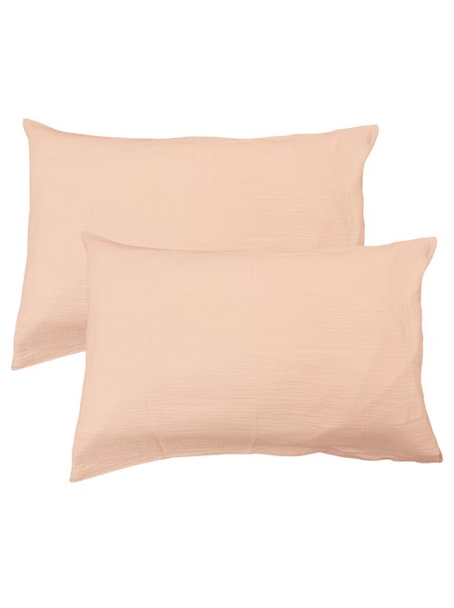 Set de 2 taies d'oreiller unies en coton, gaze de coton - Kiabi Set de 2 taies d'oreiller unies en coton, gaze de coton - Kiabi