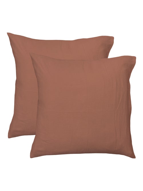 Set de 2 taies d'oreiller unies en coton, gaze de coton - Kiabi Set de 2 taies d'oreiller unies en coton, gaze de coton - Kiabi